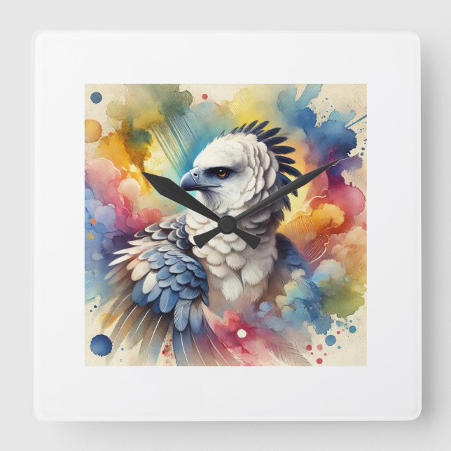 Harpie Eagle 050824AREF151 - Watercolor Square Wall Clock (Front)