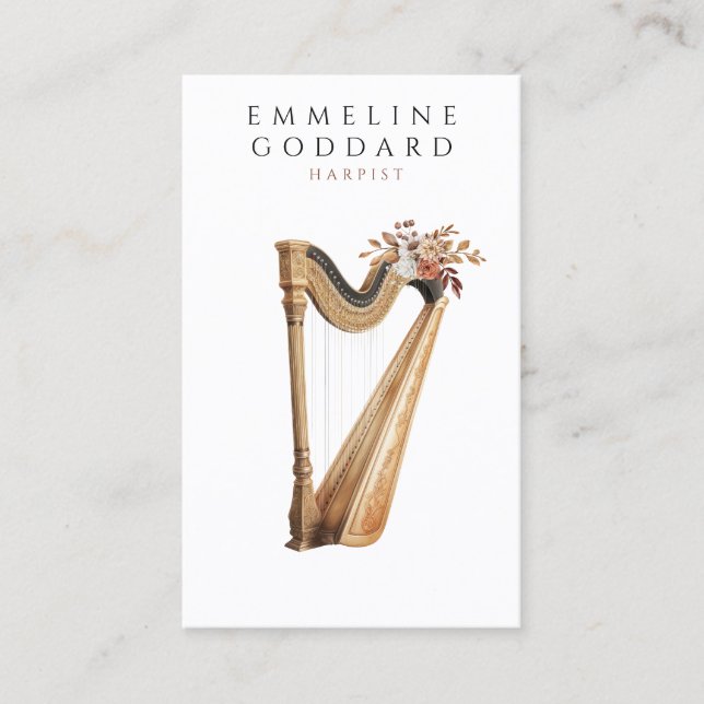 Harpist Harp Musician Teacher Business Card (Front)