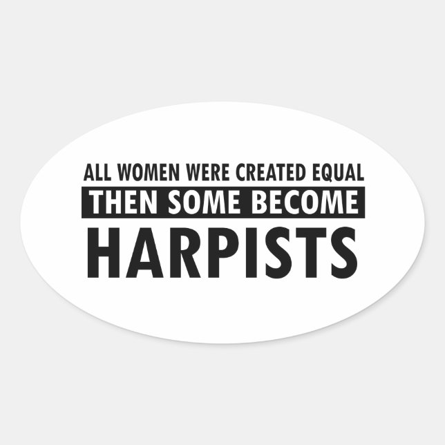 harpists music designs oval sticker (Front)