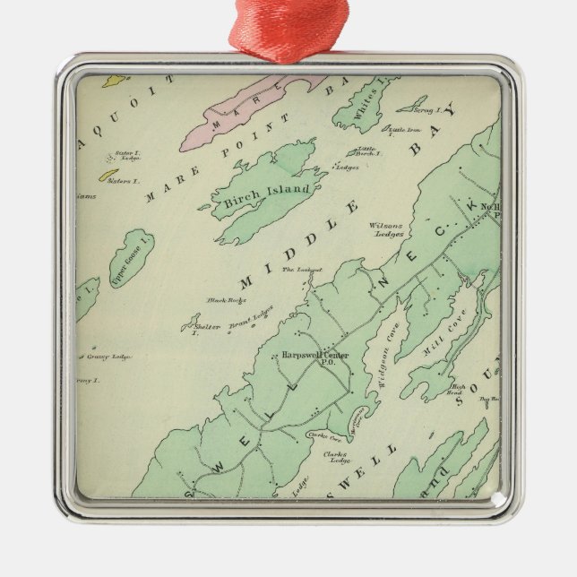 Harpswell, adjacent islands metal tree decoration (Front)