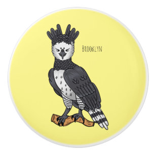 Harpy eagle cartoon illustration ceramic knob
