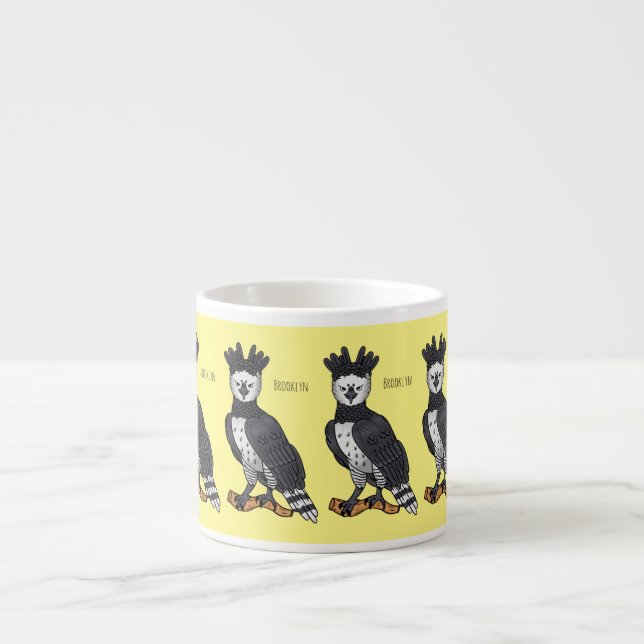 Harpy eagle cartoon illustration  espresso cup (Front)