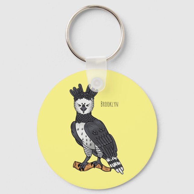 Harpy eagle cartoon illustration  key ring (Front)