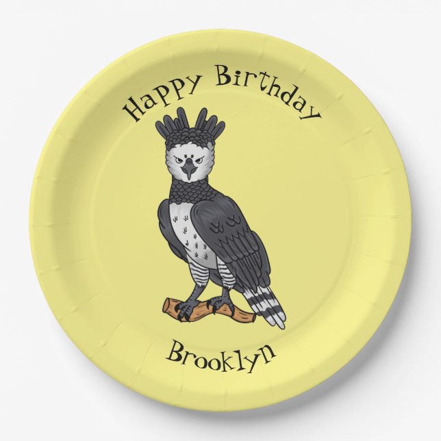 Harpy eagle cartoon illustration  paper plate (Front)