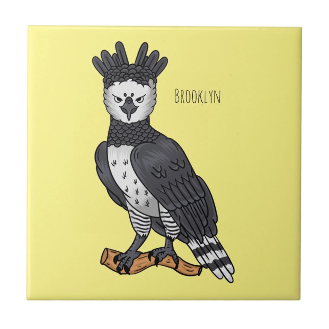 Harpy eagle cartoon illustration  tile (Front)