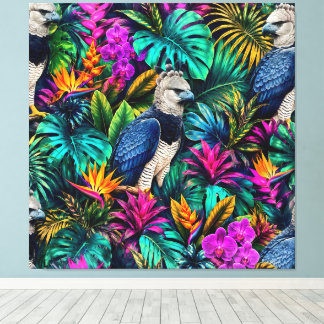 Harpy Eagle Jungle Dreams Seamless Surface Pattern Canvas Print