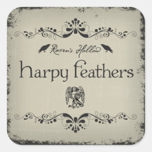 Harpy Feathers Halloween Jar Sticker Label