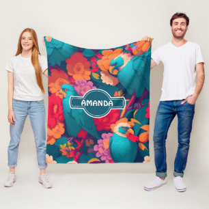 Harpy Floral Colorful Personalized Pattern Fleece Blanket