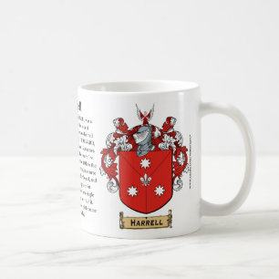 Harrell, the Origin, the Meaning and the Crest on Coffee Mug