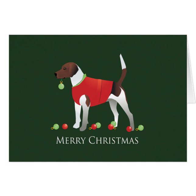 Harrier Beagle Dog Breed Merry Christmas Card (Front Horizontal)
