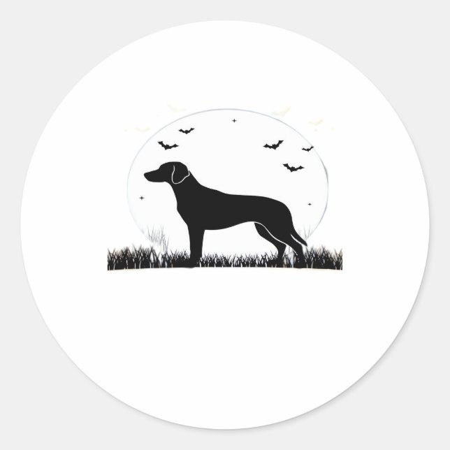 Harrier Dog � Halloween Moon Silhouette Classic T- Classic Round Sticker (Front)