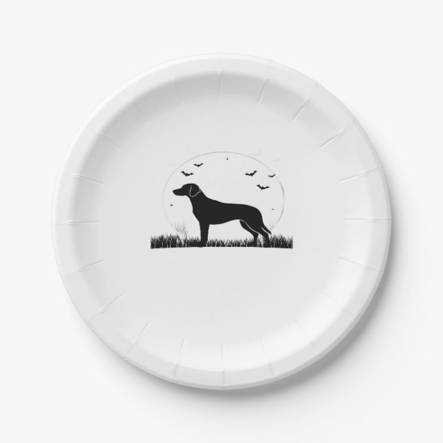Harrier Dog � Halloween Moon Silhouette Classic T- Paper Plate (Front)