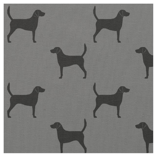 Harrier Dog Silhouettes Grey and Black Patterned Fabric (Close Up)