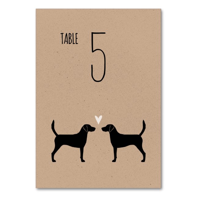 Harrier Dog Silhouettes Wedding Reception Table Number (Front)