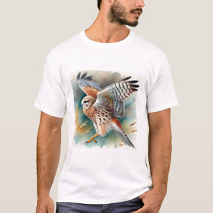 Harrier in flight 060924AREF109 - Watercolor T-Shirt