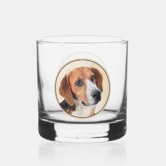 Harrier Painting - Cute Original Dog Art Whiskey Glass