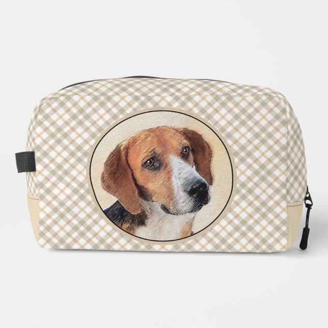 Harrier Painting Tri-Colour Cute Original Dog Art Dopp Kit (Front)