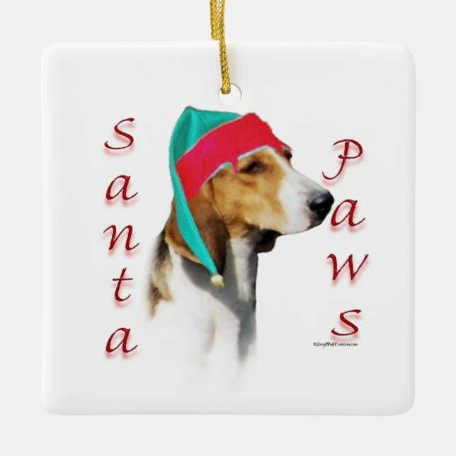 Harrier Santa Paws Ceramic Ornament (Front)