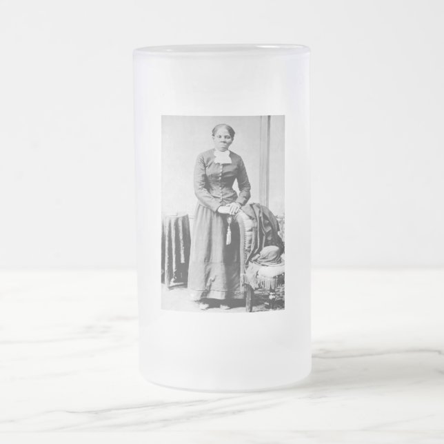 Harriet Tubman Conductor Underground Railroad Frosted Glass Beer Mug (Center)