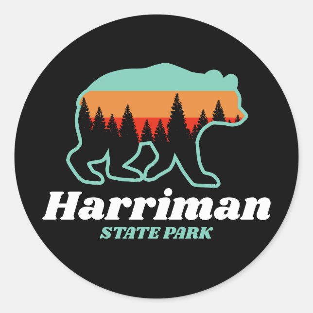 Harriman State Park Idaho ID Bear Retro  Classic Round Sticker (Front)