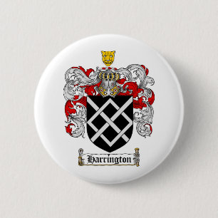 HARRINGTON FAMILY CREST -  HARRINGTON COAT OF ARMS 6 CM ROUND BADGE