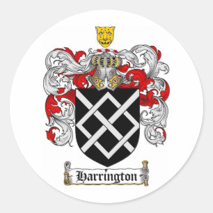 HARRINGTON FAMILY CREST - HARRINGTON COAT OF ARMS CLASSIC ROUND STICKER