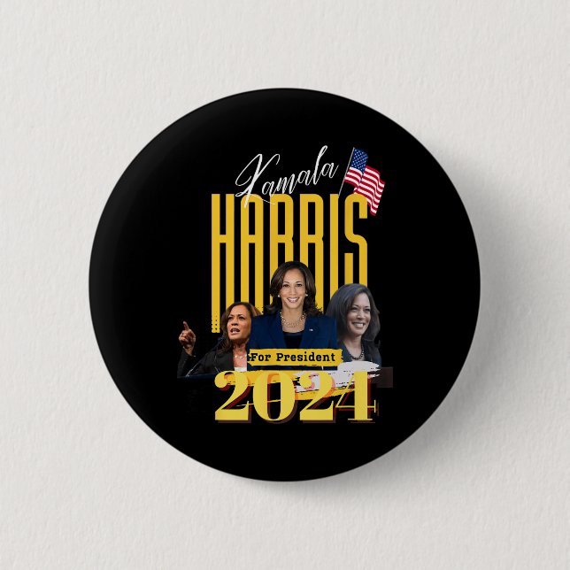 Harris 2024  6 cm round badge (Front)