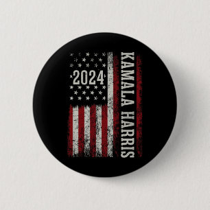Harris 2024 American Flag Kamaka Supporter 6 Cm Round Badge