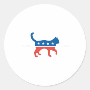 Harris 2024 Democrat Cat - Vote For Kamala W Elect Classic Round Sticker