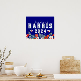 Harris 2024 Floral Election  Poster