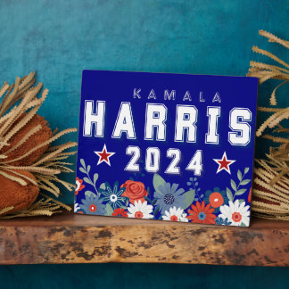 Harris 2024 Floral Election  Tabletop Sign Plaque