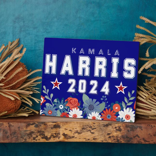 Harris 2024 Floral Election  Tabletop Sign Plaque (Side)