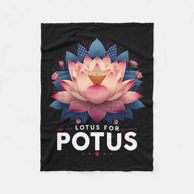 Harris 2024 Lotus For Potus Trending President  Fleece Blanket (Front)