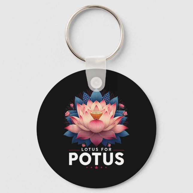 Harris 2024 Lotus For Potus Trending President  Key Ring (Front)