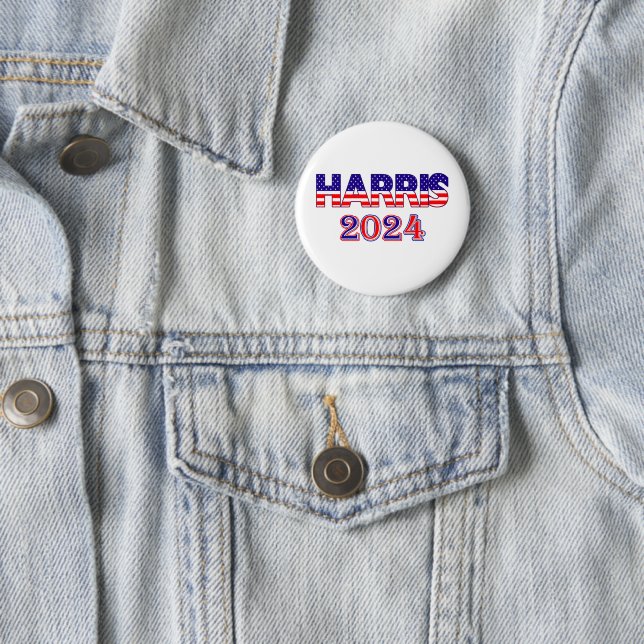 Harris 2024 President Democrat USA Flag Text Badge (In Situ)