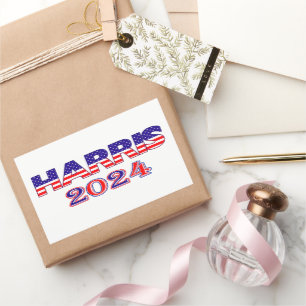 Harris 2024 President Democrat USA Flag Text Rectangular Sticker
