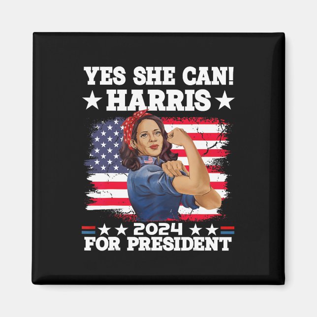 Harris 2024 President Election Kamala Yes She Can  Magnet (Front)