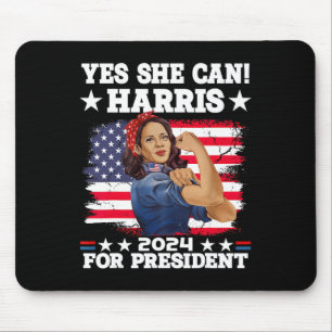 Harris 2024 President Election Kamala Yes She Can Mouse Mat