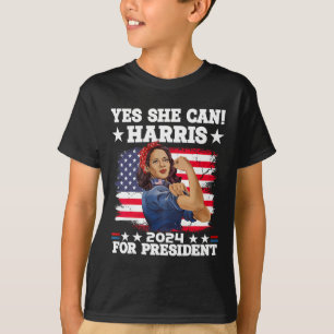 Harris 2024 President Election Kamala Yes She Can T-Shirt