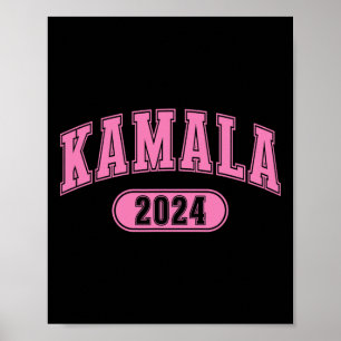 Harris 2024 President Varsity Pink Green Vintage Poster