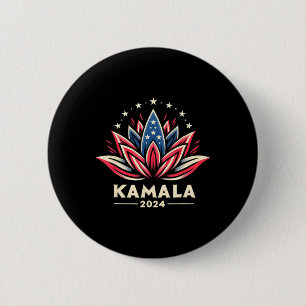 Harris 2024 Presidential Campaign American Lotus 2 6 Cm Round Badge