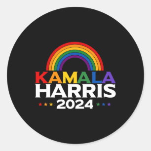 Harris 2024 Rainbow Flag Gay Pride Lgbt Classic Round Sticker