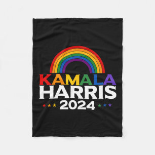 Harris 2024 Rainbow Flag Gay Pride Lgbt  Fleece Blanket