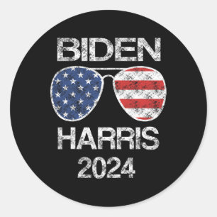 Harris 2024 Retro Vintage American Flag Sungles  Classic Round Sticker