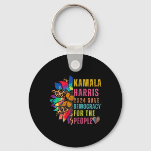 Harris 2024 Save Democracy For The People Sunflowe Key Ring