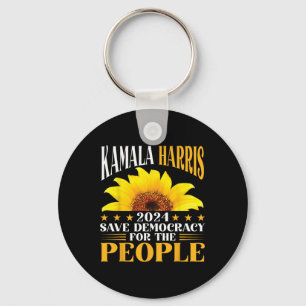 Harris 2024 Save Democracy For The People Sunflowe Key Ring