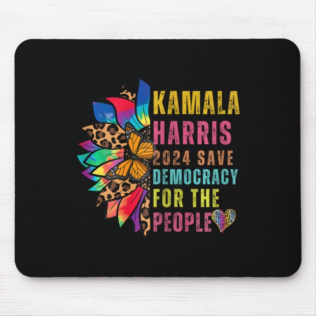 Harris 2024 Save Democracy For The People Sunflowe Mouse Mat (Front)