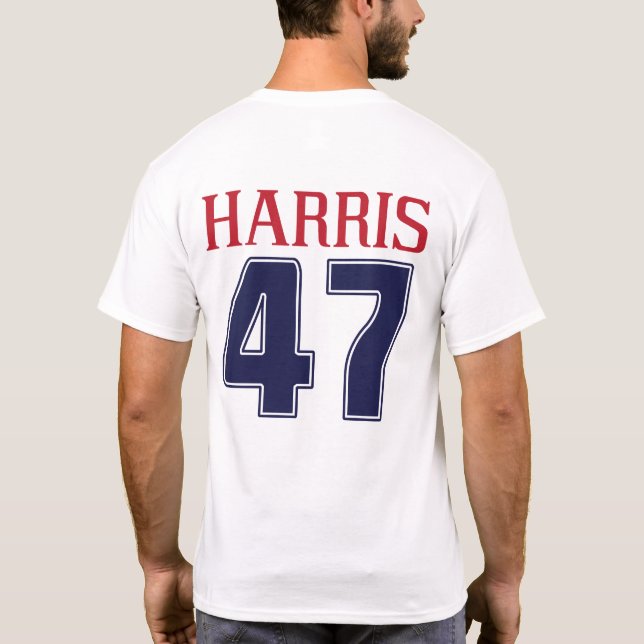 Harris 47 Sports Number Kamala for President 2024 T-Shirt (Back)