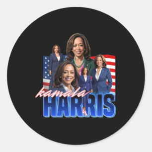 Harris American Flag Bootleg Classic Round Sticker