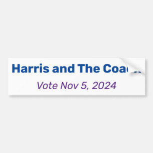 Harris and The Coach, Vote Nov 5, 2024 Election Bumper Sticker